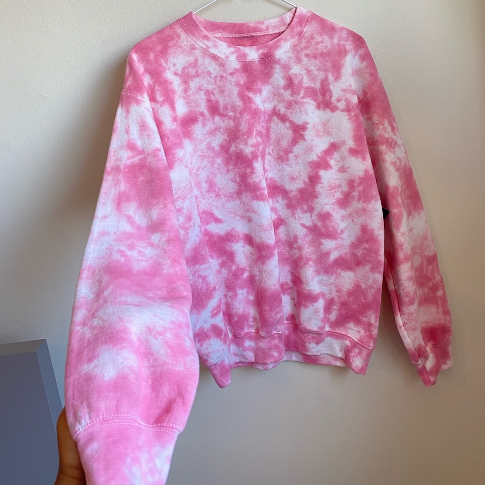 Tie Dye Crew sweatshirt Hand Dyed PInk